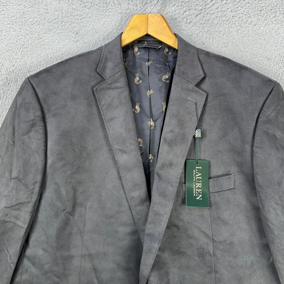 Lauren Ralph Lauren Mens Sport Coat Blazer Jacket 50L Silver Gray 2 Button NEW - Picture 1 of 11